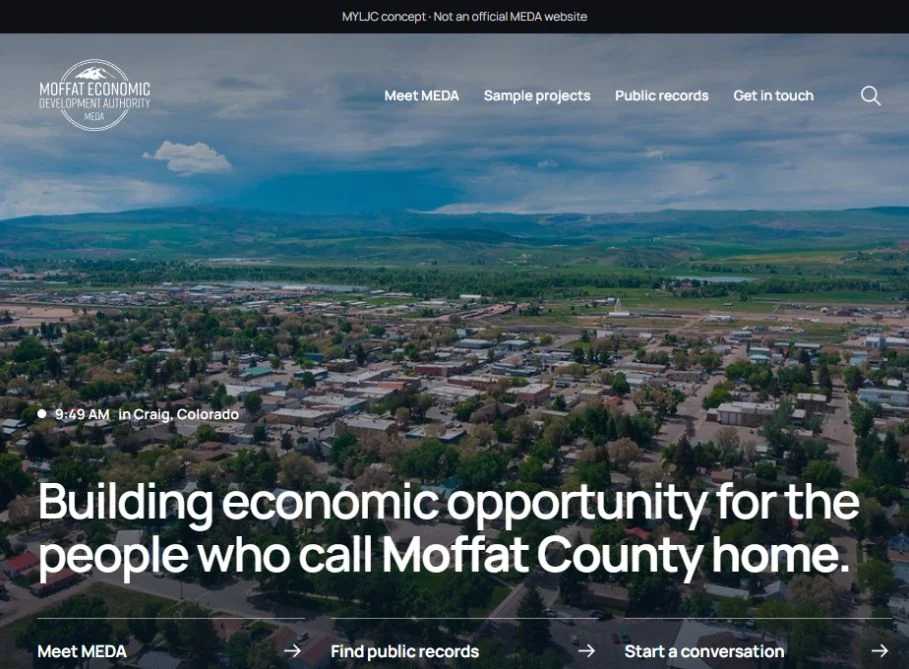 Homepage screenshot of the MEDA website concept
